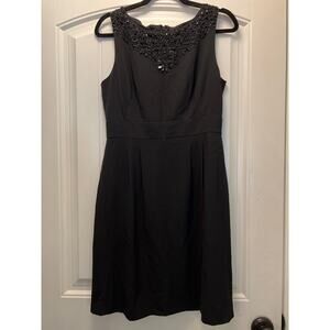 NWT Tahari‎ Women’s Sleeveless Beaded Casual A-Line Flare Tea Dress Size 6 Black